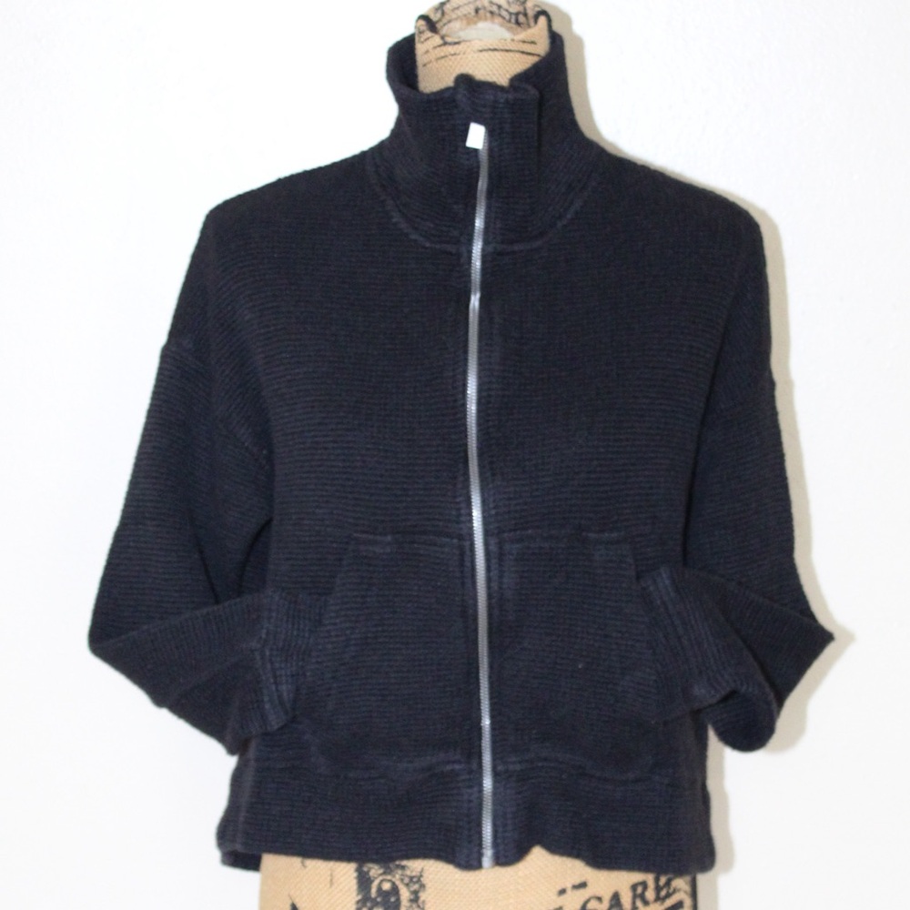 Sweaty Betty Black Restful Boucle Knit Full Zip Sweater Jacket Women’s S